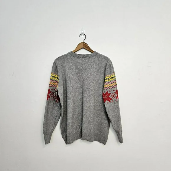 GAP Crewneck Sweater in Gray with Red and Yellow Accents - Picture 7 of 7